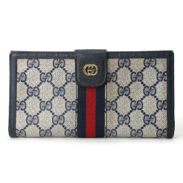 OLD Gucci　定番シェリーWホック長財布（青）