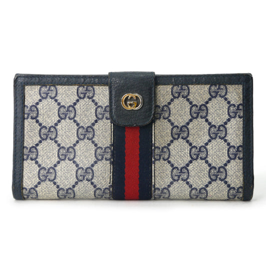 OLD Gucci　定番シェリーWホック長財布（青）
