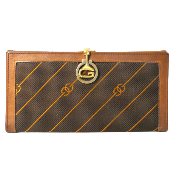 OLD Gucci 流れ星柄キャンバス長財布（茶）