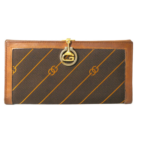 OLD Gucci 流れ星柄キャンバス長財布（茶）