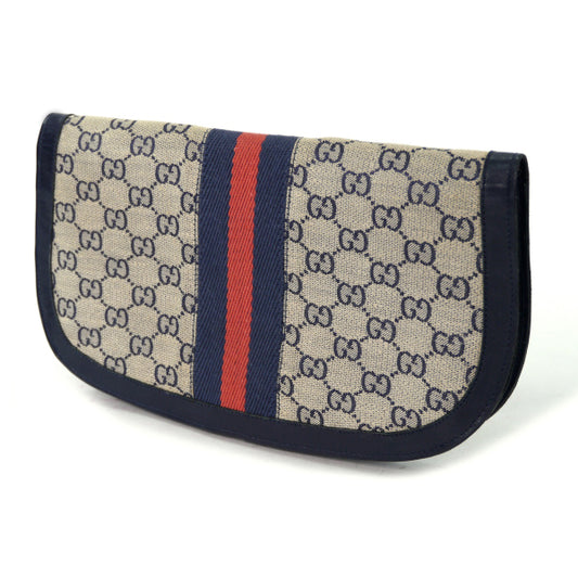 OLD Gucci  メキシコ製!!ハーフムーンお財布クラッチ（青）