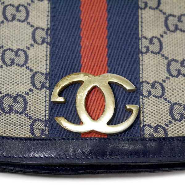 OLD Gucci  メキシコ製!!ハーフムーンお財布クラッチ（青）