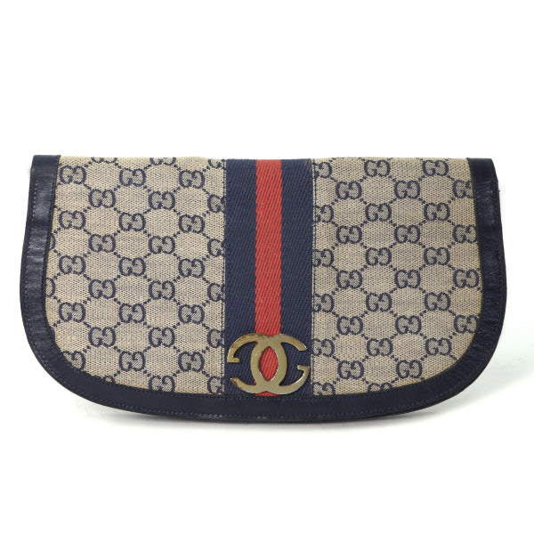 OLD Gucci  メキシコ製!!ハーフムーンお財布クラッチ（青）