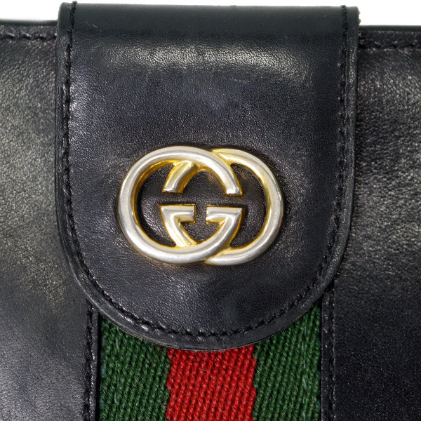 OLD Gucci　総革シェリーWホック長財布（黒）