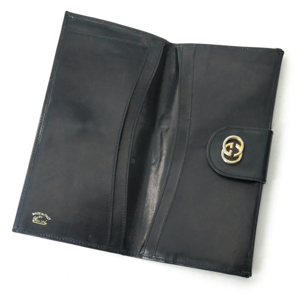 OLD Gucci　総革シェリーWホック長財布（黒）