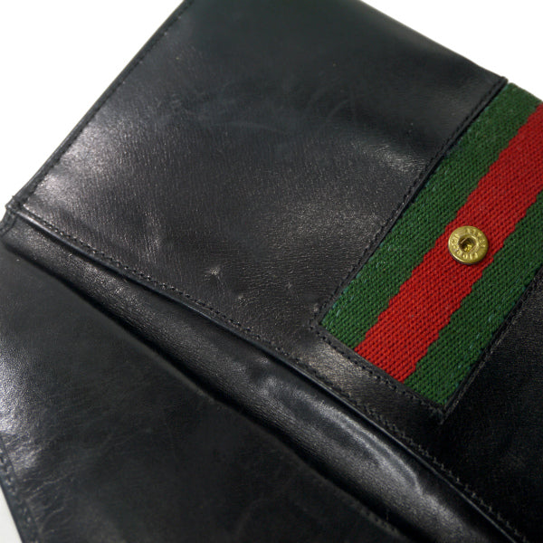 OLD Gucci　総革シェリーWホック長財布（黒）