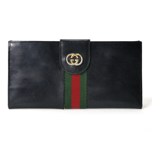 OLD Gucci　総革シェリーWホック長財布（黒）