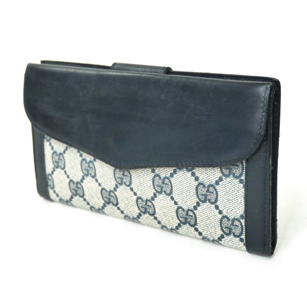 OLD Gucci　GG柄Wホック長財布（青）