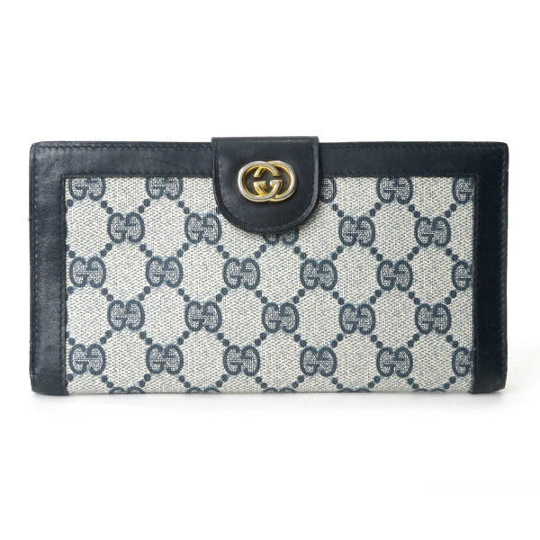 OLD Gucci　GG柄Wホック長財布（青）
