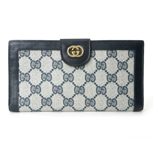 OLD Gucci　GG柄Wホック長財布（青）