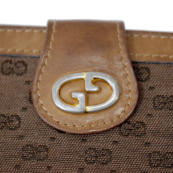 OLD Gucci　マイクロGGがま口ミドル折財布（茶/ジャガード）