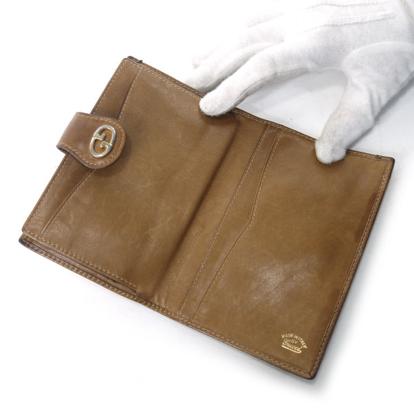 OLD Gucci　マイクロGGがま口ミドル折財布（茶/ジャガード）