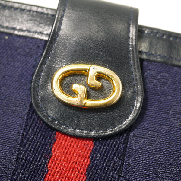 OLD Gucci　マイクロGGがま口ミドル折財布（青/ジャガード）