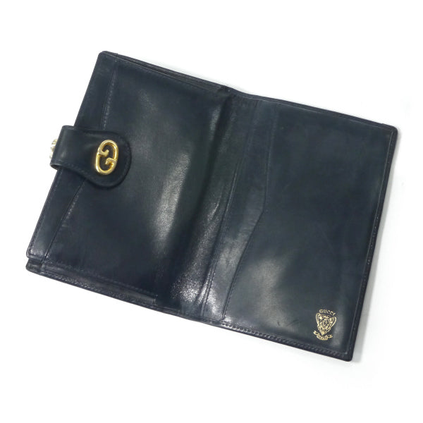 OLD Gucci　マイクロGGがま口ミドル折財布（青/ジャガード）