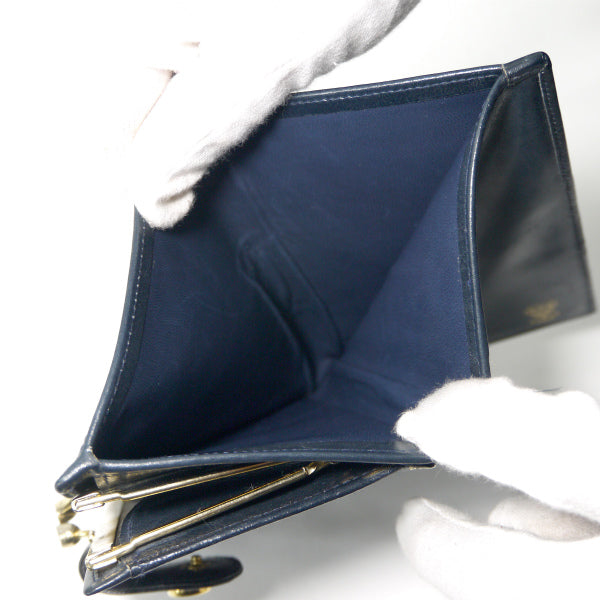 OLD Gucci　マイクロGGがま口ミドル折財布（青/ジャガード）