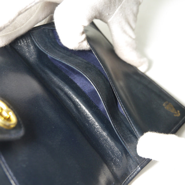 OLD Gucci　マイクロGGがま口ミドル折財布（青/ジャガード）