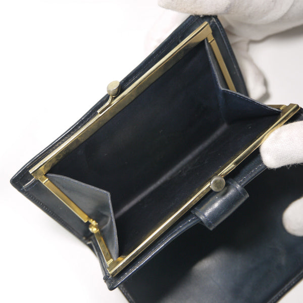 OLD Gucci　マイクロGGがま口ミドル折財布（青/ジャガード）