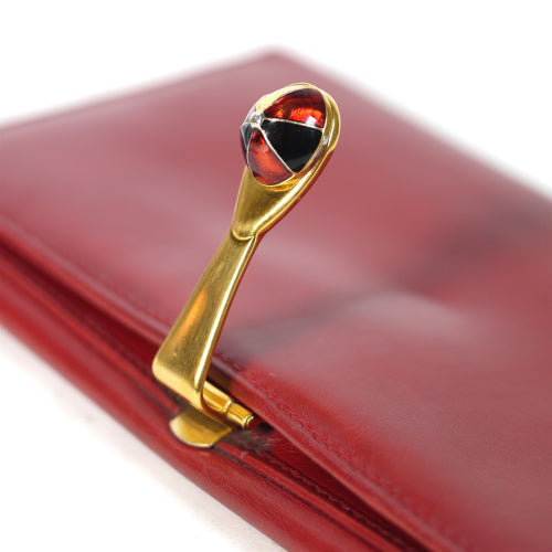 OLD Gucci　＜訳アリ格安＞本革チャーム付き長財布（赤）