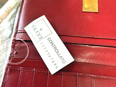 OLD Gucci　＜訳アリ格安＞本革チャーム付き長財布（赤）