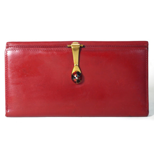 OLD Gucci　＜訳アリ格安＞本革チャーム付き長財布（赤）