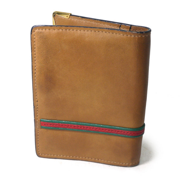 オールドグッチ 70sシェリーライン本革手帳ケース（キャメル）