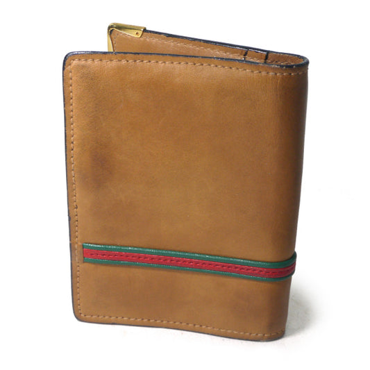 オールドグッチ 70sシェリーライン本革手帳ケース（キャメル）