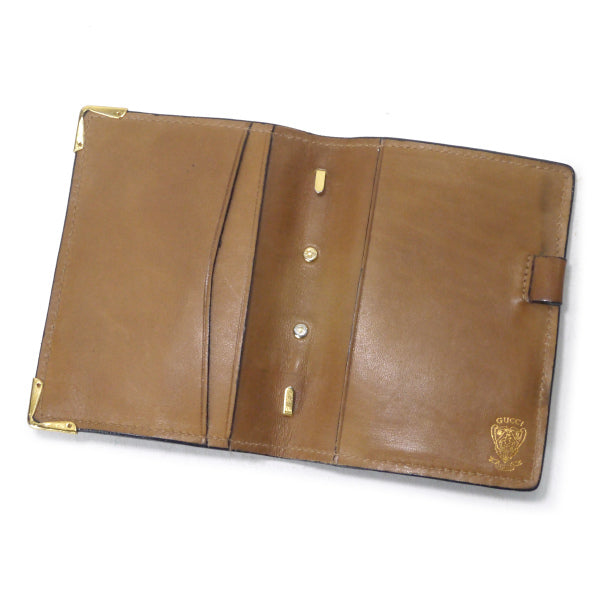 オールドグッチ 70sシェリーライン本革手帳ケース（キャメル）