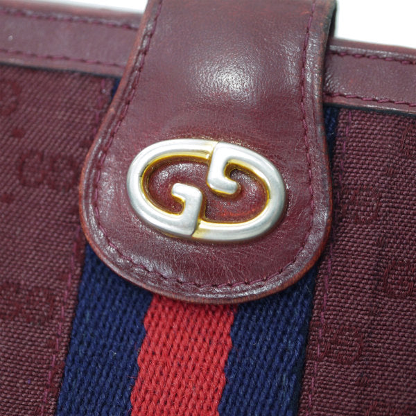 OLD Gucci　マイクロGGがま口ミドル折財布（ボルドー/ジャガード）