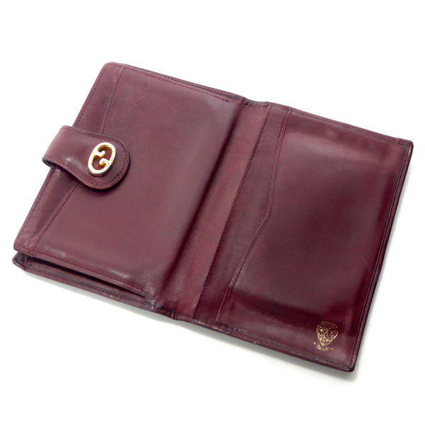 OLD Gucci　マイクロGGがま口ミドル折財布（ボルドー/ジャガード）