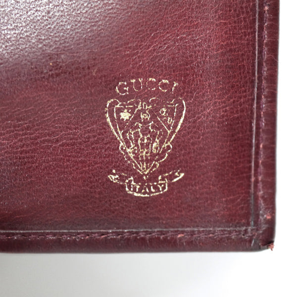OLD Gucci　マイクロGGがま口ミドル折財布（ボルドー/ジャガード）