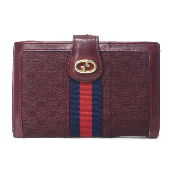 OLD Gucci　マイクロGGがま口ミドル折財布（ボルドー/ジャガード）