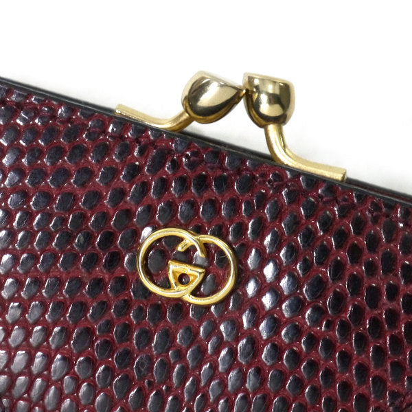 OLD Gucci リザードがま口コインケース（ボルドー）