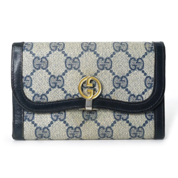OLD Gucci　GG柄ミドル折財布（青）