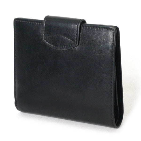 OLD Gucci　総革70s筆記体ロゴ折り財布（黒）