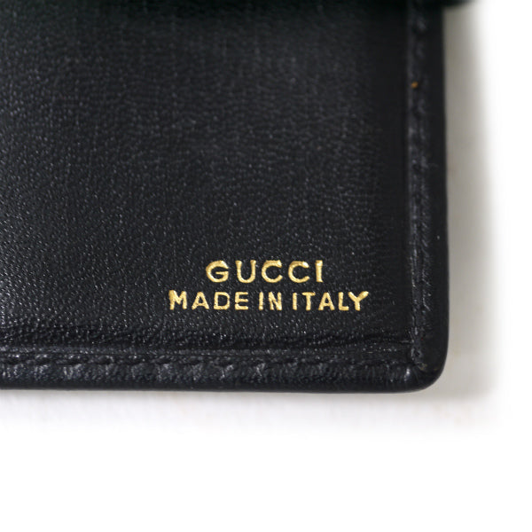 OLD Gucci　総革70s筆記体ロゴ折り財布（黒）