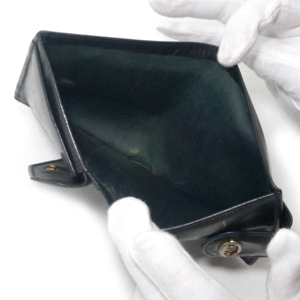 OLD Gucci　総革70s筆記体ロゴ折り財布（黒）