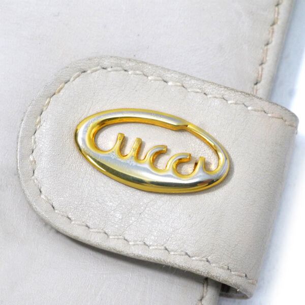OLD Gucci　総革70s筆記体ロゴ折り財布（白）