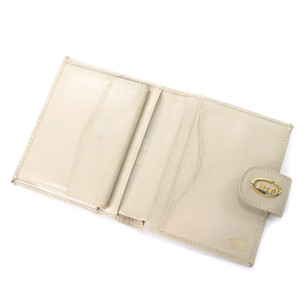 OLD Gucci　総革70s筆記体ロゴ折り財布（白）
