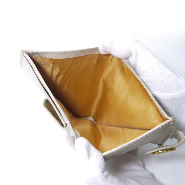 OLD Gucci　総革70s筆記体ロゴ折り財布（白）