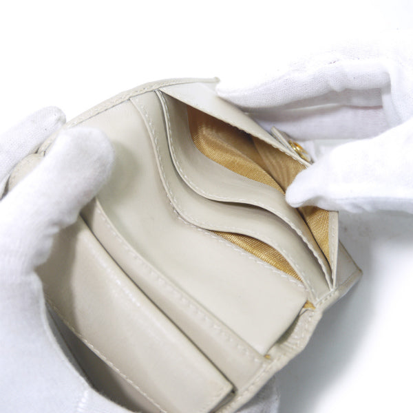 OLD Gucci　総革70s筆記体ロゴ折り財布（白）