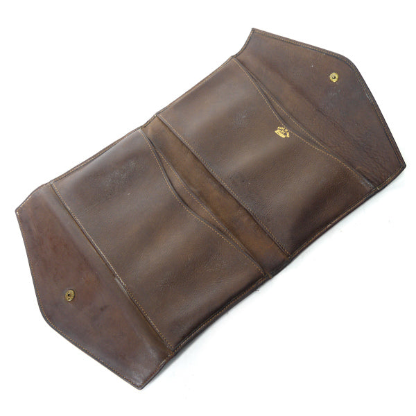 OLD Gucci　総革70s筆記体ロゴ長財布（濃茶）