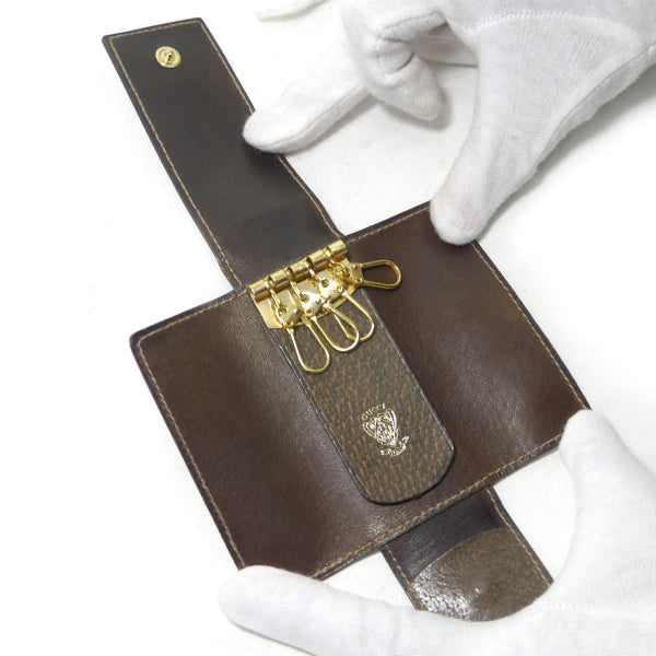 OLD Gucci　デッドストック！総革GGキーケース（茶/箱付き）