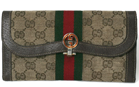 OLD Gucci　ジャガード長財布（茶）
