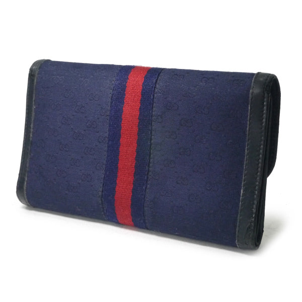 オールドグッチ　ジャガード財布（紺GG）