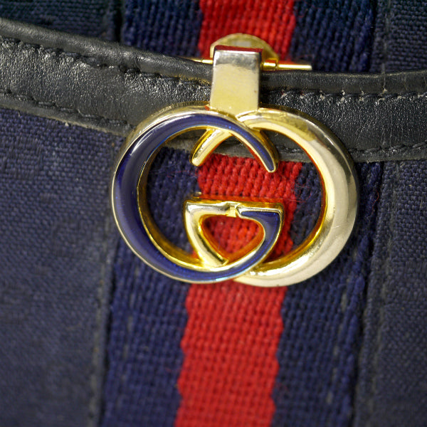 オールドグッチ　ジャガード財布（紺GG）