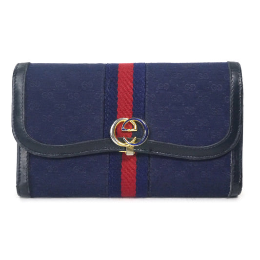 オールドグッチ　ジャガード財布（紺GG）