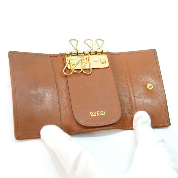 OLD Gucci　総革ホースビット金具キーケース（茶/箱付き）