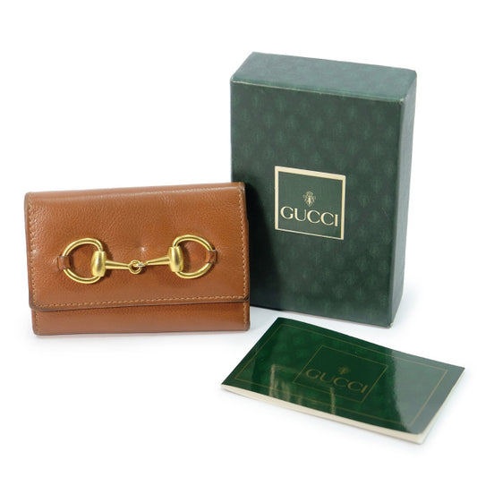OLD Gucci　総革ホースビット金具キーケース（茶/箱付き）