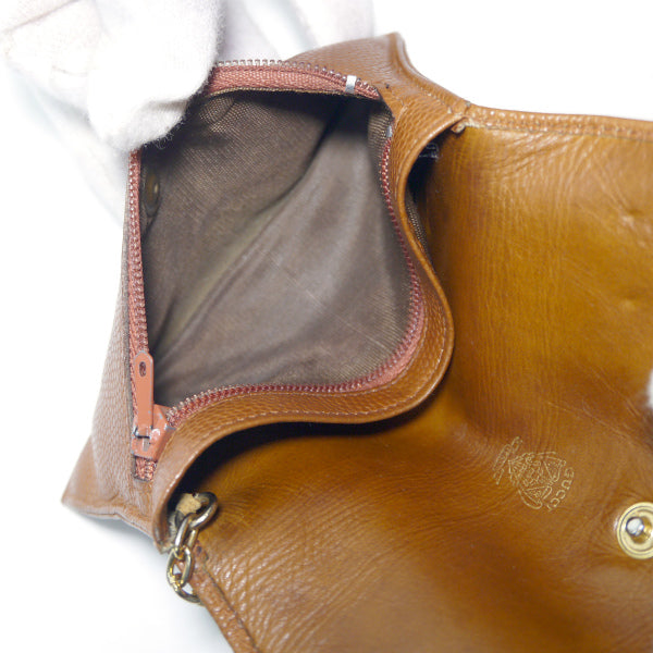 OLD Gucci　チェーンリング付きマルチレザーケース（茶）