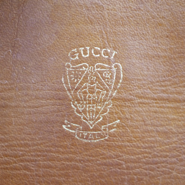 OLD Gucci　チェーンリング付きマルチレザーケース（茶）